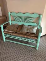 Houten bank licht turquoise, Ophalen, Zo goed als nieuw