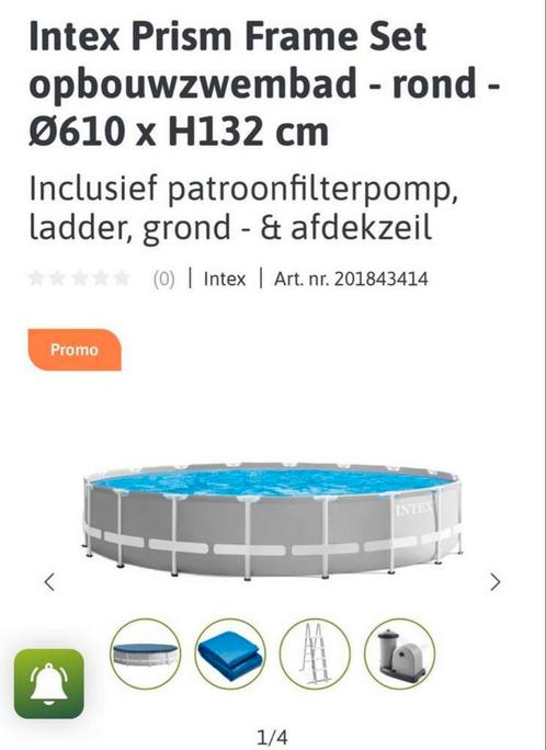 Intex opbouwzwembad b.610 x h.132 + Intex handstofzuiger, Tuin en Terras, Zwembaden, Gebruikt, Ophalen