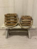 set van 2 houten theelichten, Bruin, Ophalen of Verzenden, Zo goed als nieuw, Hout