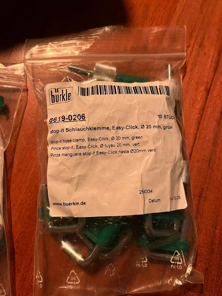 30 stuks slangklemmen in kleur tot 20mm, Doe-het-zelf en Bouw, IJzerwaren en Bevestigingsmiddelen, Nieuw, Overige typen, Verzenden