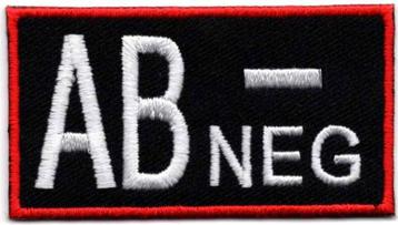 Bloedgroep AB- Negatief stoffen opstrijk patch embleem, Envoi, Neuf