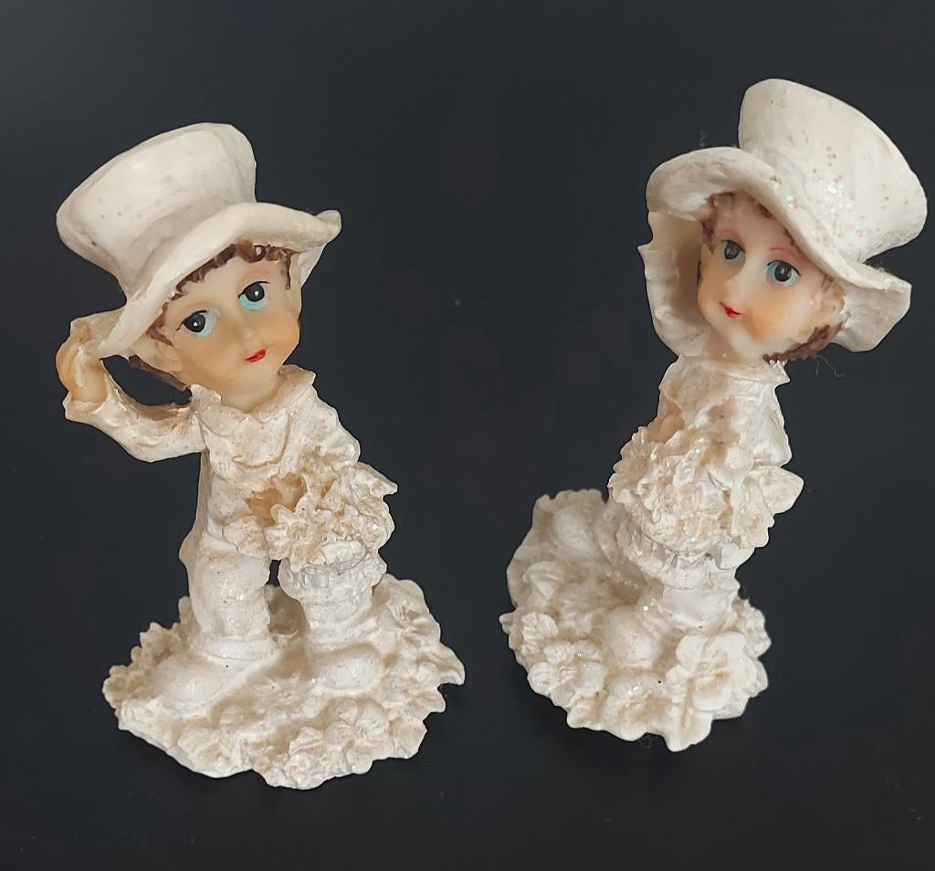 2 figuren van hars, hoge hoed, Verzamelen, Beelden en Beeldjes, Zo goed als nieuw, Mens, Ophalen