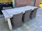 Tuintafel teak + 6 stoelen, Ophalen, Gebruikt, Tuinset