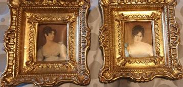 2 prachtige Miniatuurportret goud vergulde Barok lijs beschikbaar voor biedingen