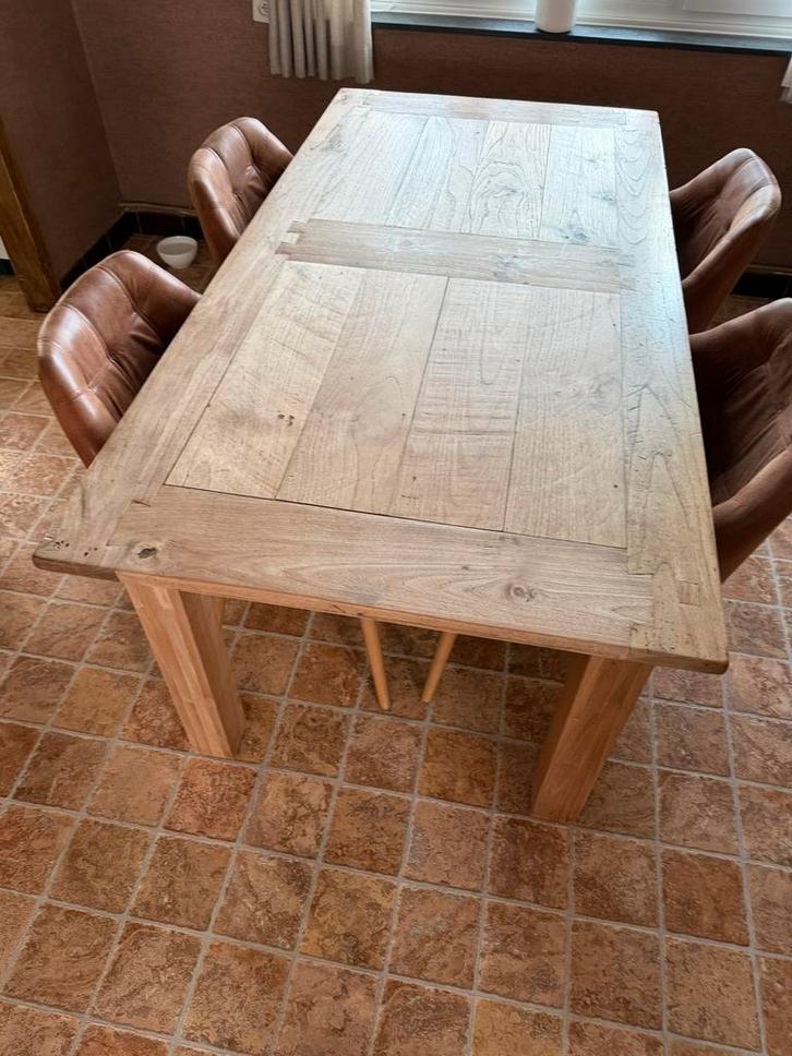 Eettafel in teak, type kloostertafel (1m80), Maison & Meubles, Tables | Tables à manger, Comme neuf, Teck, Enlèvement