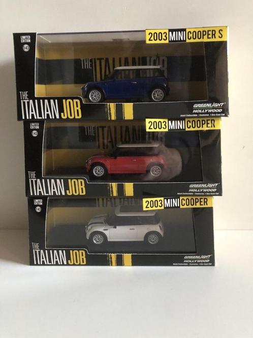 LOT 3x MINI COOPER S ITALIAN JOB 2003 1/43 GREENLIGHT Neuf+B, Hobby en Vrije tijd, Modelauto's | 1:43, Nieuw, Auto, Universal Hobbies