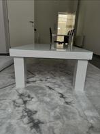 Table basse blanche avec verre, Maison & Meubles, Enlèvement ou Envoi, Utilisé, Verre