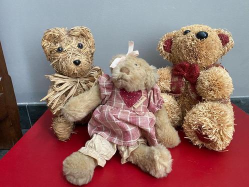 Set van 3 Teddy beren (Pluche en Stro), Verzamelen, Beren en Cherished Teddies, Gebruikt, Ophalen of Verzenden
