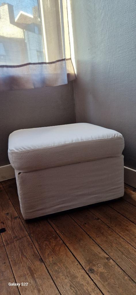 Repose-pieds - pouf - coffre - IKEA - Tissu blanc, Maison & Meubles, Canapés | Repose-pieds & Poufs, Utilisé, 50 à 75 cm, 50 à 75 cm