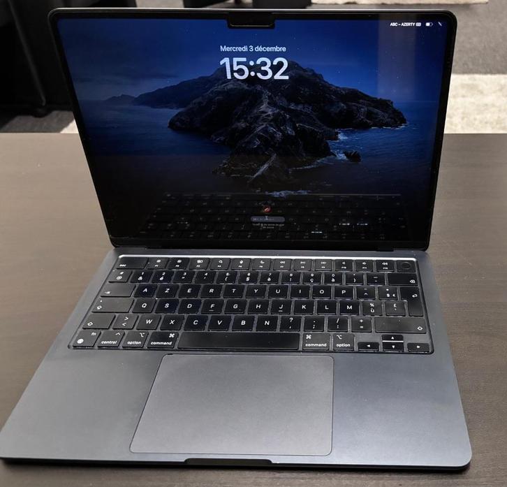 MacBook Air M2 (2022) Midnight – Très bon état – AZERTY, Informatique & Logiciels, Apple Macbooks, Utilisé, MacBook, 13 pouces
