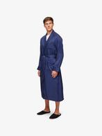 Derek Rose Luxe Badjas Dressing Gown Woburn Silk Satin Navy, Blauw, Maat 48/50 (M), Ophalen of Verzenden, Derek Rose