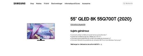 TV Samsung QLED 8K 55" QE55Q700TALXXN – pour pièces / panne, Audio, Tv en Foto, Televisies, Gebruikt, QLED, 100 cm of meer, 8k (UHD)