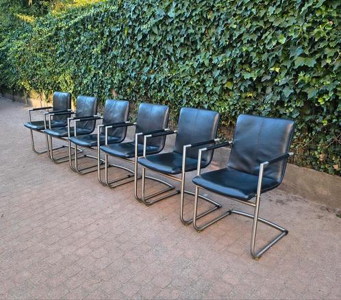 6 Luxe Leder Design Stoelen Henders En Hazel Met Armleuning, Huis en Inrichting, Stoelen, Zo goed als nieuw, Ophalen