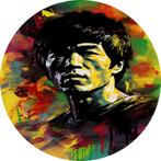Bruce Lee portret Muurcirkel 60x60 metaal + Ophangsysteem, Huis en Inrichting, Woonaccessoires | Schilderijen, Tekeningen en Foto's