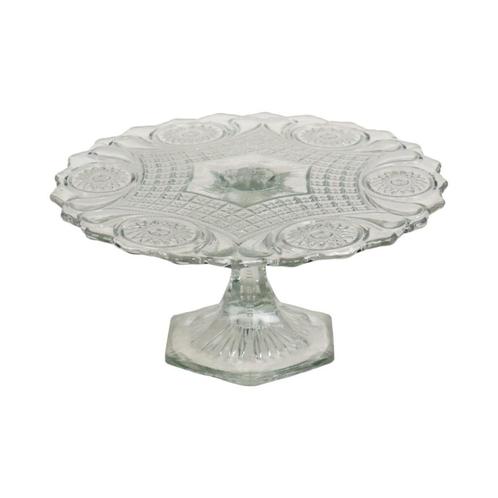 Heldere Art Deco Taartplateau Geperst Glas Stermotief Taart, Antiek en Kunst, Antiek | Glaswerk en Kristal, Ophalen of Verzenden