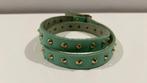 Muntgroene armband met gouden studs, Handtassen en Accessoires, Armbanden, Ophalen of Verzenden, Zo goed als nieuw, Groen, Leer