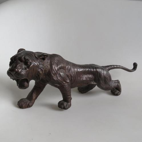 Bronzen tijger Midcentury Japan 1950, Antiek en Kunst, Kunst | Beelden en Houtsnijwerken, Ophalen of Verzenden