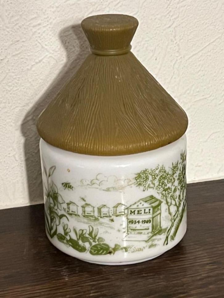 Opaline honingpot MELI Adinkerke, groen, Verzamelen, Merken en Reclamevoorwerpen, Gebruikt, Ophalen