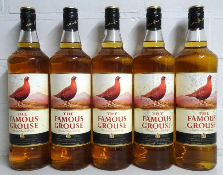 5 1L flessen Famous Grouse Whisky, Verzamelen, Wijnen, Ophalen of Verzenden