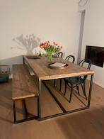 Tafel + zitbank (Pure wood design), Huis en Inrichting, Ophalen, Gebruikt, 200 cm of meer, 50 tot 100 cm