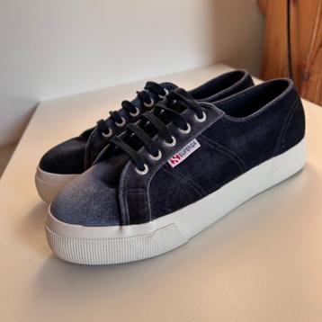 Original Superga Vrouwen Sneakers Velvet Blauw Size 38 beschikbaar voor biedingen
