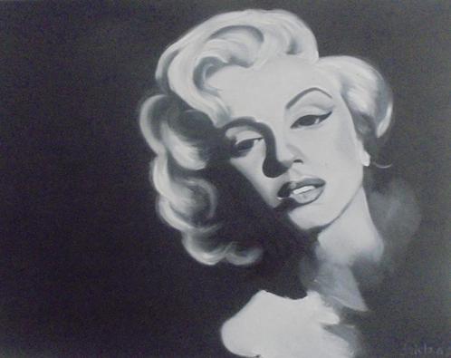 Marilyn Monroe peinture à l'huile noir et blanc (60x80), Antiquités & Art, Art | Peinture | Moderne, Enlèvement ou Envoi