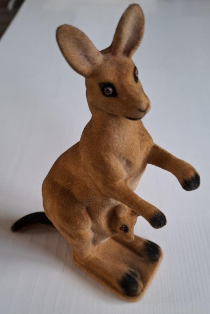 Vintage flock kangoeroe met jong, Collections, Collections Animaux, Utilisé, Autres types, Animal sauvage, Enlèvement ou Envoi