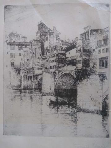 Il Ponte Vecchio - Firenze 1883 Joseph Pennell (1857-1926) beschikbaar voor biedingen