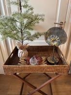 Rattan BUTLER TRAY dienblad op voet sidetable bijzettafel, Huis en Inrichting, Ophalen of Verzenden, Gebruikt