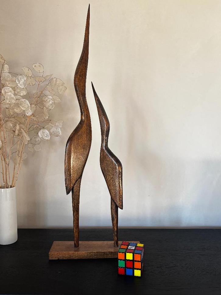 vintage deens design koppel  kraanvogels reigers hout teak, Antiek en Kunst, Kunst | Designobjecten, Ophalen of Verzenden