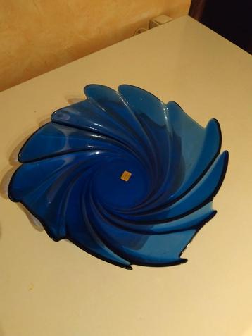 Sierschaal - fruitschaal in blauw glas beschikbaar voor biedingen