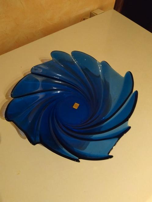 Sierschaal - fruitschaal in blauw glas, Huis en Inrichting, Overige Huis en Inrichting, Zo goed als nieuw, Ophalen