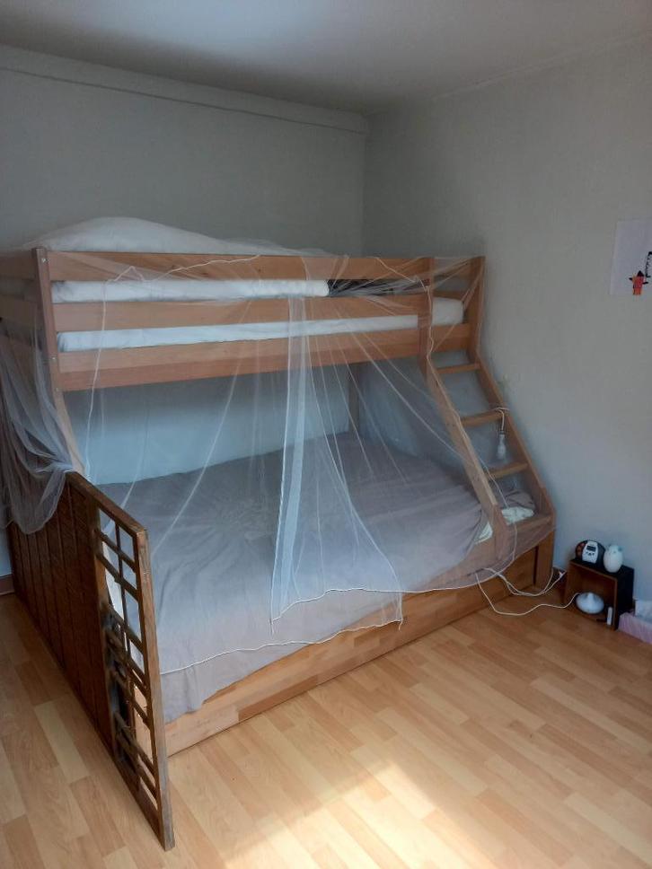 Stapelbed met lade - massief beukenhout, Kinderen en Baby's, Kinderkamer | Stapelbedden en Hoogslapers, Zo goed als nieuw, Stapelbed