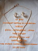 840. Parure de bijoux : collier et boucles d'oreilles, NEUF,, Autres matériaux, Avec pendentif, Envoi, Blanc
