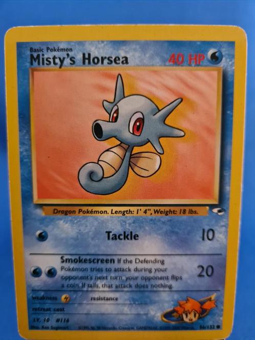 Misty's Horsea 86/132 - Gym Heroes, Hobby en Vrije tijd, Verzamelkaartspellen | Pokémon, Zo goed als nieuw, Verzenden
