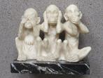 A. Santini - Sculpture Singes - Alabaster les 3 singes, Comme neuf, Religion, Enlèvement ou Envoi