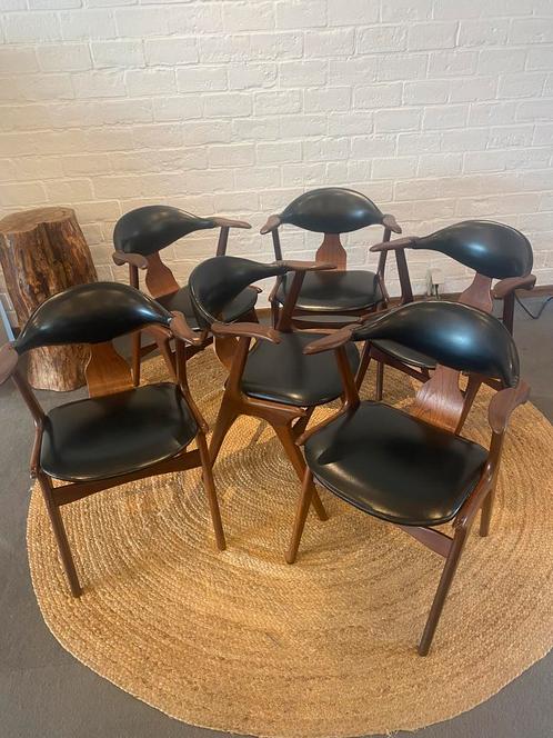 vintage stoelen Louis Van Teeffelen, Huis en Inrichting, Stoelen, Zo goed als nieuw, Vijf, Zes of meer stoelen, Hout, Zwart, Ophalen