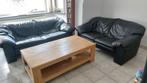 Lederen bankstel salon, Ophalen, Gebruikt, Driepersoons, Hout