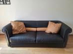 Canapé cuir brun, coussins en nubuck, Huis en Inrichting, Ophalen of Verzenden, Zo goed als nieuw, Leer