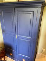Blauwe Kast met koper, Maison & Meubles, 100 à 150 cm, Avec tiroir(s), 150 à 200 cm, Enlèvement