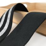 5191) Élastique souple noir large 4cm avec rayures argent, Ophalen, Nieuw, Lint, Band of Elastiek