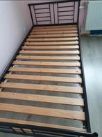 Eenpersoonsbed met metalen frame en lattenbodem, Huis en Inrichting, Slaapkamer | Bedden, Ophalen, 90 cm, Eenpersoons, Zwart