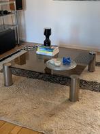 Vintage Chrome Glass Coffee Table, Ophalen, Gebruikt, Glas, Vierkant