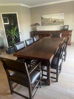 Eiken eettafel, Ophalen, Eikenhout, 200 cm of meer, Zo goed als nieuw