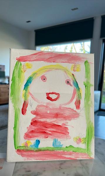 Vrolijk kinderschilderij op doek beschikbaar voor biedingen