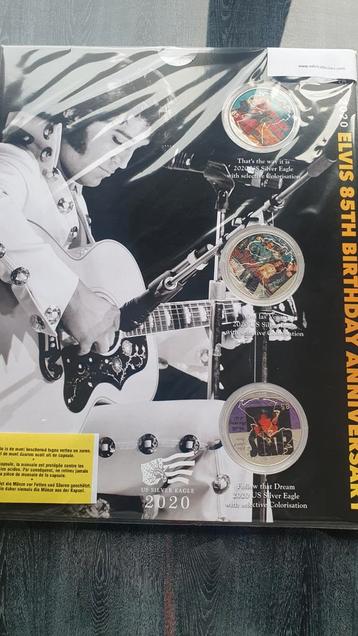 Munten Elvis Presley 3 zilvere munten. beschikbaar voor biedingen
