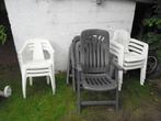 Witte leren krukken en tuinstoelen, Ophalen, Gebruikt, Metaal, Stapelbaar