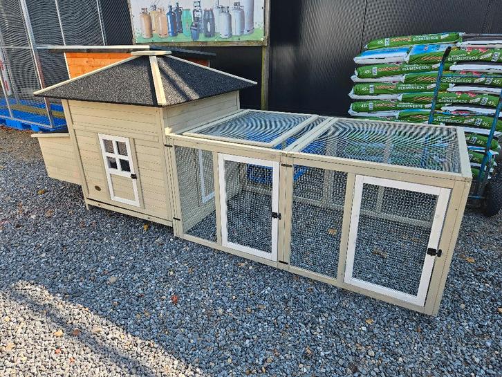 nieuw konijn / kippenhok met ruime ren 290cm, Animaux & Accessoires, Volatiles | Accessoires, Neuf, Poulailler, Enlèvement ou Envoi