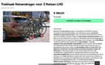 Fietsenrek Thule voor 3 fietsen op trekhaak, Nieuw, Trekhaakdrager, Brede banden, Ophalen