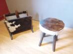 Tabouret et porte journaux vintage., Enlèvement, Utilisé, Bois